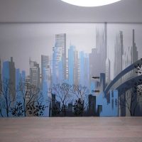 variante d'une belle conception de la maison avec peinture murale
