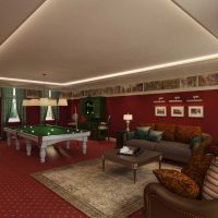 La idea de una imagen luminosa de decoración de sala de billar