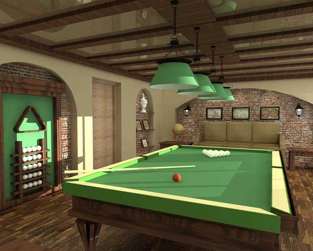 idea de un interior inusual de una sala de billar