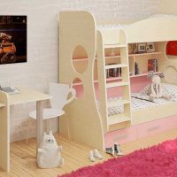 exemple d'une conception inhabituelle d'une chambre d'enfants pour deux filles photo