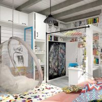 idée d'un intérieur inhabituel d'une chambre pour une fille dans une image de style moderne