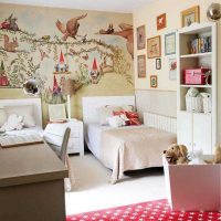 un exemple d'un beau décor d'une chambre d'enfants pour deux filles photo