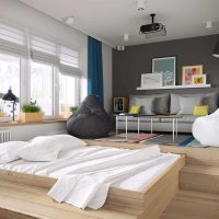 option d'un intérieur lumineux d'une chambre de 18 m² photo