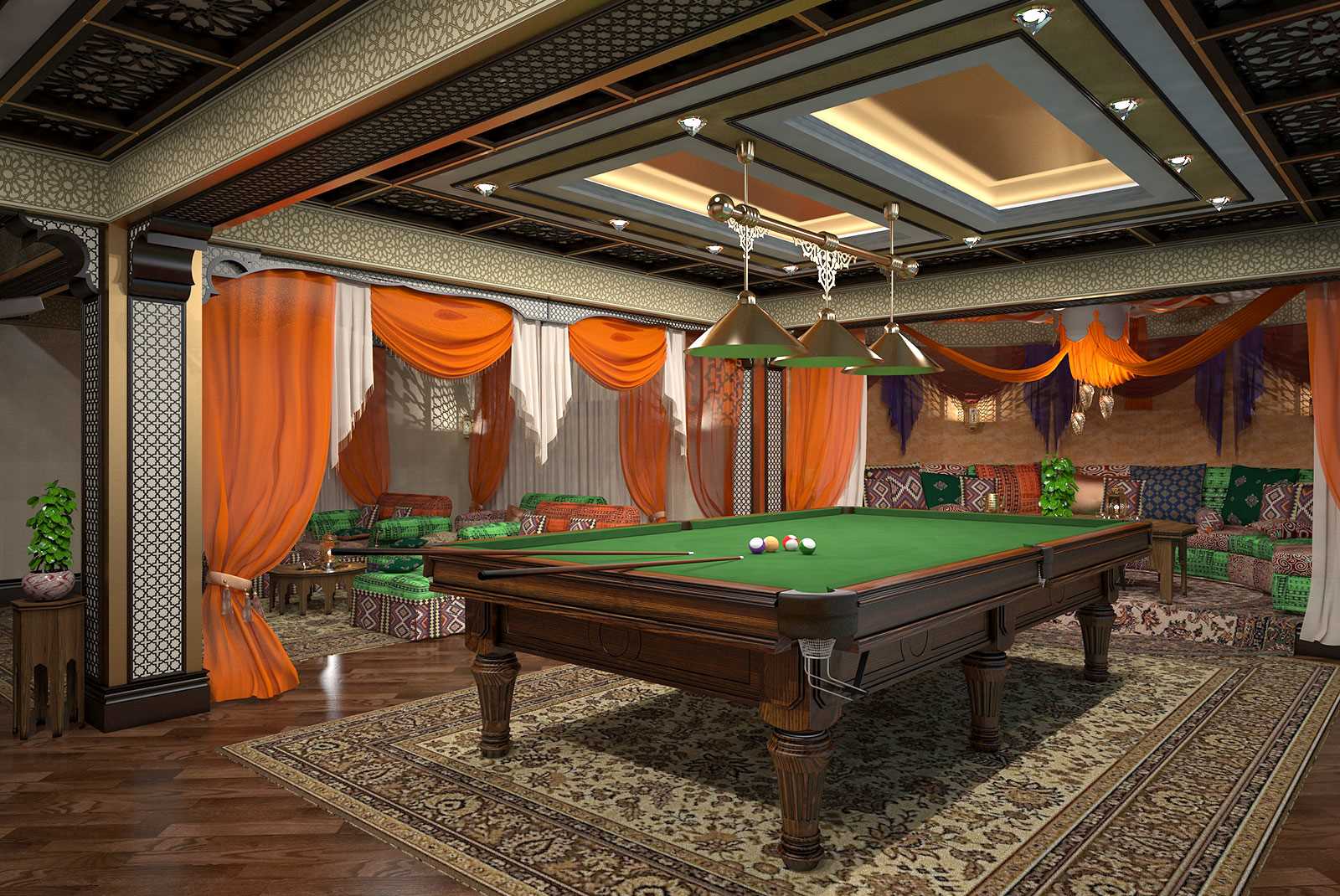 idea de una decoración inusual de una sala de billar