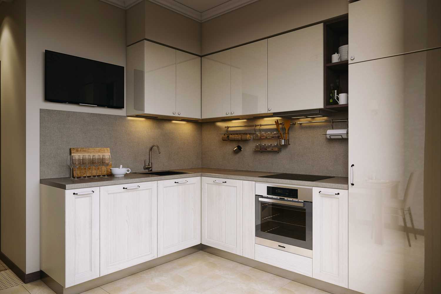 une variante d'un beau décor de cuisine de 8 m2