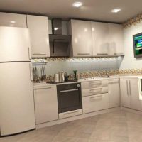 Exemple d'un intérieur de cuisine lumineux avec une photo de 9 m²