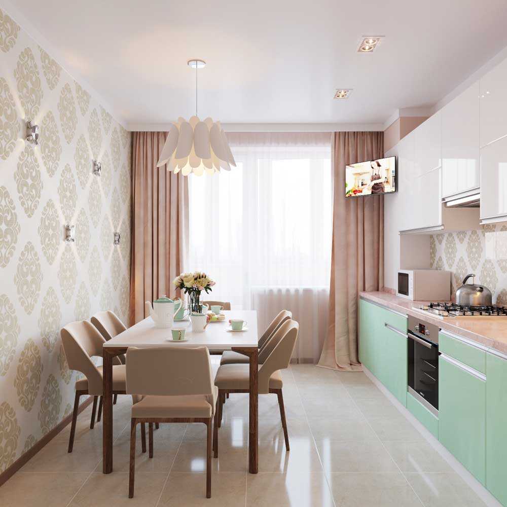 l'idée d'un intérieur de cuisine lumineux de 8 m²