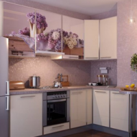 cocina blanca y lila de 5 metros cuadrados