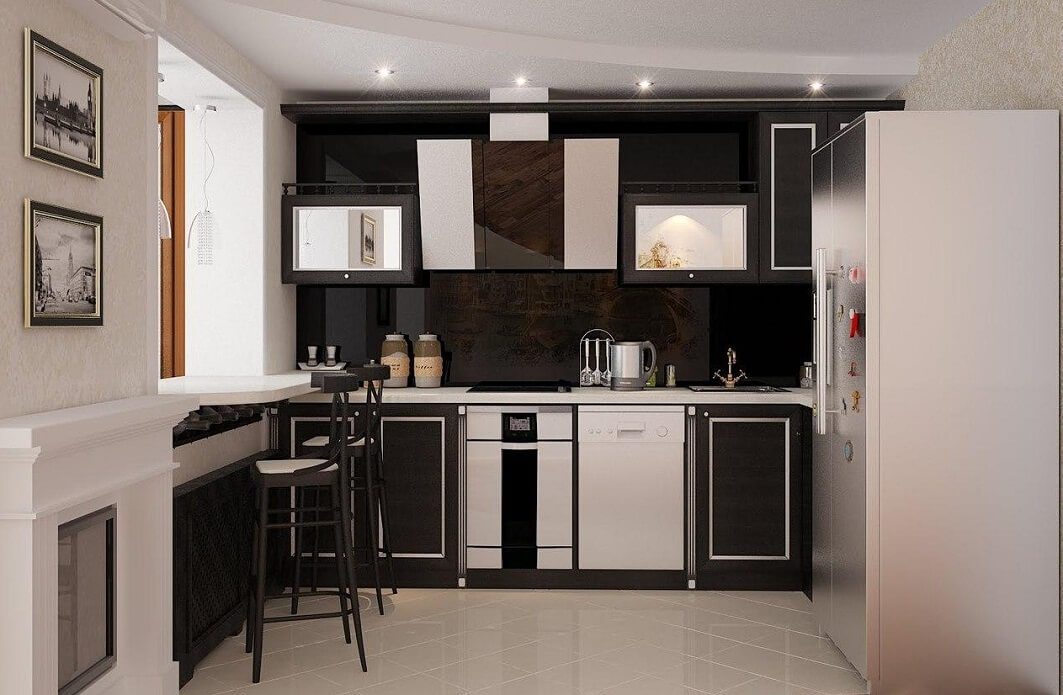 cocina compacta en un estudio