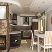 cocina grande en el diseño de un estudio