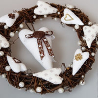 Guirlande de Noël de coeurs en tissu