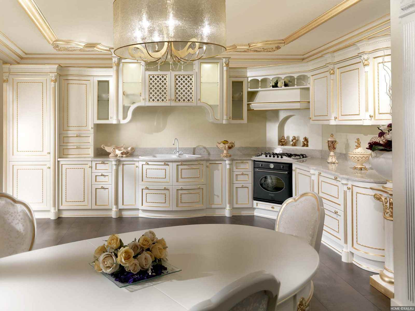 l'idée d'un design de cuisine lumineux dans un style classique