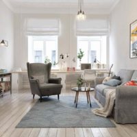 version de l'intérieur lumineux de l'appartement dans la photo de style scandinave
