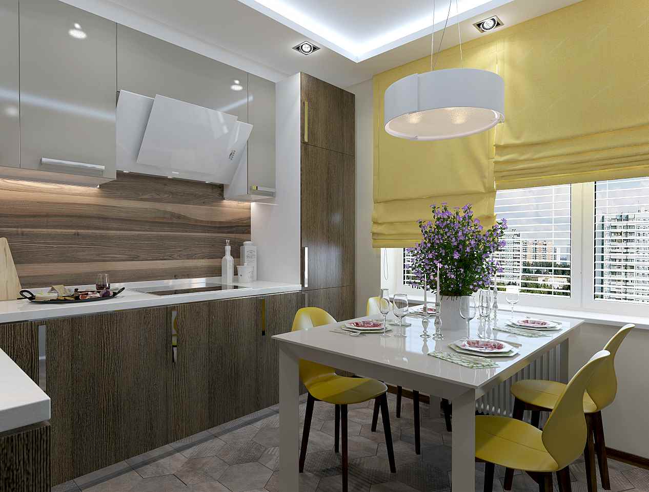 Un ejemplo del hermoso estilo de la cocina es de 10 metros cuadrados. n series 44