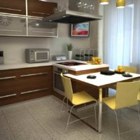 opción de una cocina de estilo brillante de 10 metros cuadrados. n series 44 fotos