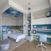 chambre pour les adolescents en bleu et blanc