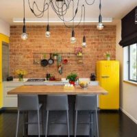 cuisine grenier jaune frigo
