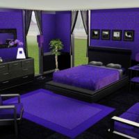 Exemple d'application d'une couleur lilas brillante à l'intérieur de la photo