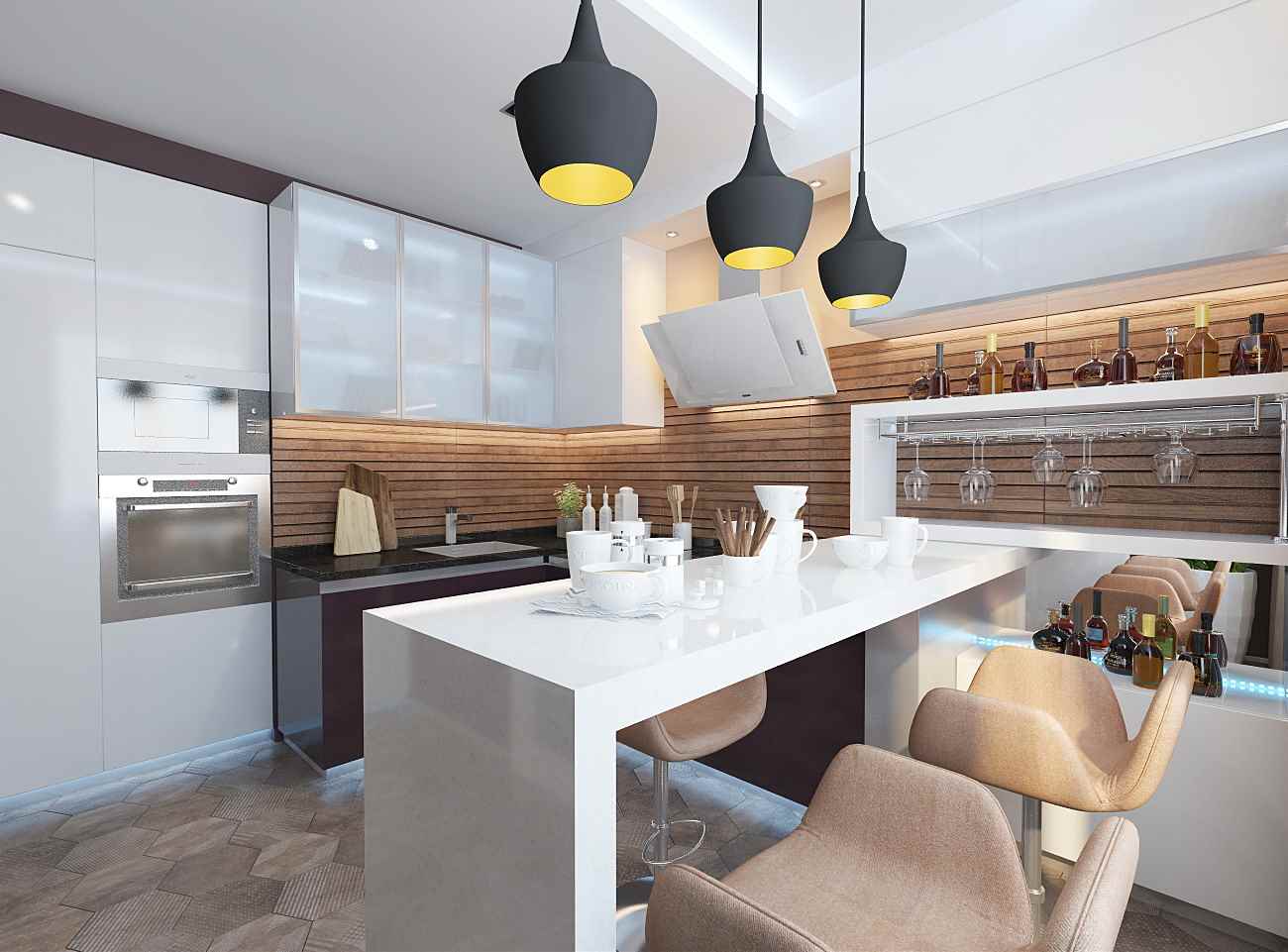 L'idée d'un intérieur insolite de la cuisine fait 13 m²