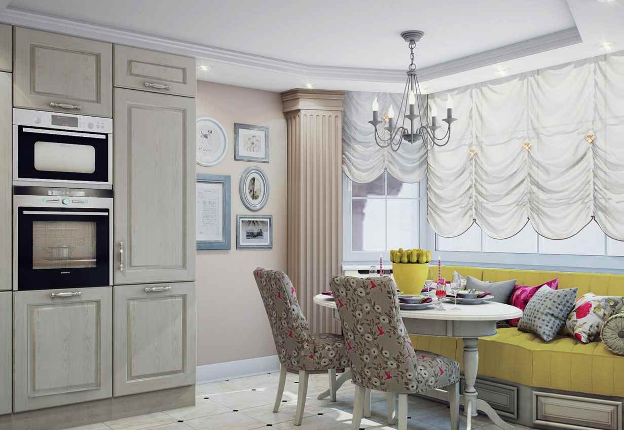 variante de la decoración inusual de la cocina 10 metros cuadrados. n series 44