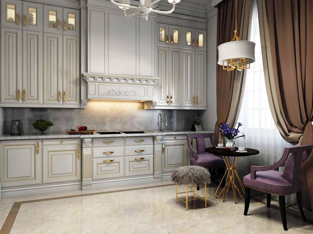 l'idée d'un intérieur lumineux dans une cuisine de style classique