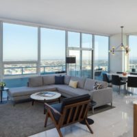 cuisine combinée avec un balcon dans un intérieur moderne