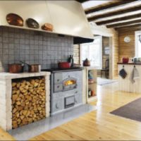 variante de l'utilisation d'un poêle russe inhabituel dans un intérieur moderne