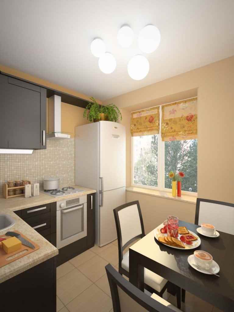 Una variante de un hermoso diseño de una cocina de 10 m2. n series 44