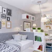 un exemple de l'intérieur inhabituel d'un studio de 26 mètres carrés photo