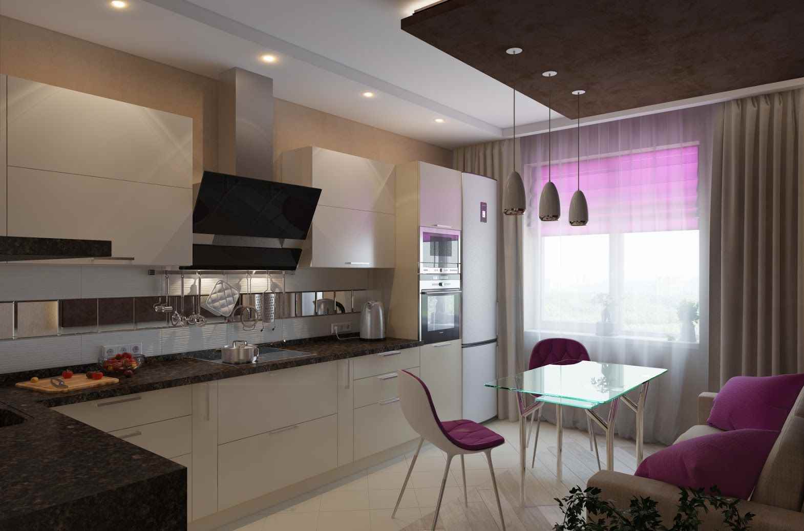 variante de décor lumineux de la cuisine 13 m2