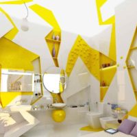 l'idée d'utiliser un jaune vif à l'intérieur de la photo de l'appartement