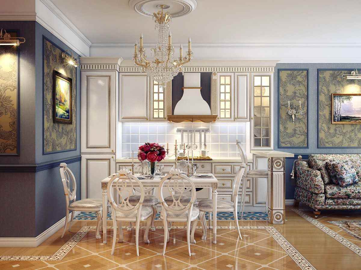 option d'un intérieur lumineux dans une cuisine de style classique