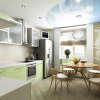 conception de cuisine avec fenêtre et faux plafond
