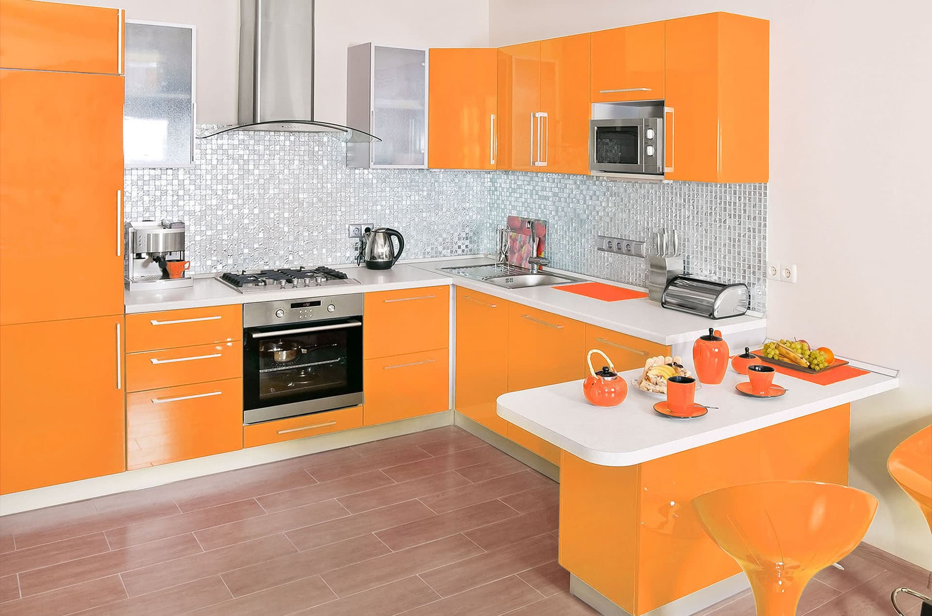 juego de cocina naranja