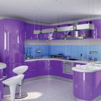 diseño de conjunto de cocina lila