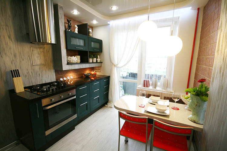 decoración en una cocina rectangular
