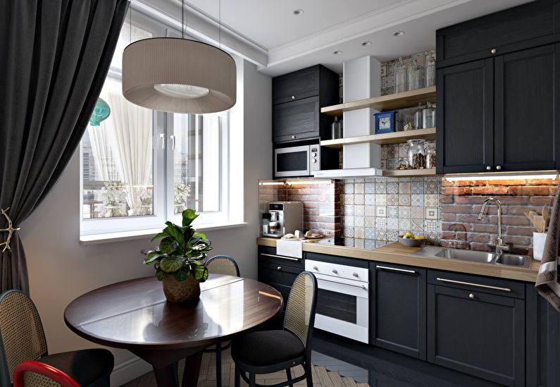 muebles en una cocina rectangular