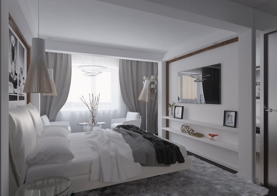 design de chambre blanc gris