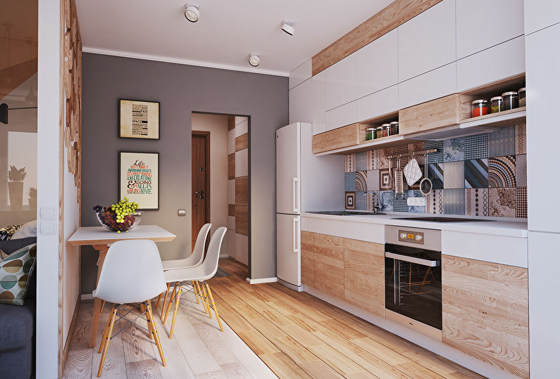 diseño de cocina rectangular brillante