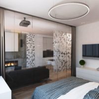 chambre à coucher dans la conception de l'appartement photo