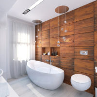Robinetterie ovale à l'intérieur de la salle de bain combinée