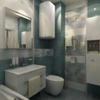 Chauffe-eau sur le mur de la salle de bain combinée