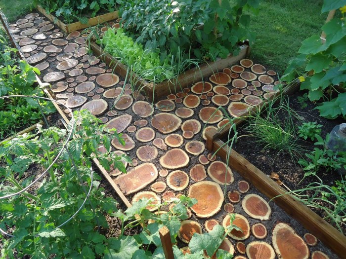 Allée de jardin en bois coupé