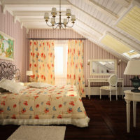 Chambre de style provençal dans les combles d'une maison de campagne
