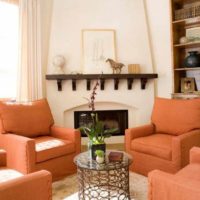 exemple de combinaison de couleur pêche claire à l'intérieur de l'appartement photo