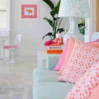 l'idée de combiner une belle couleur pêche dans le décor d'une photo d'appartement