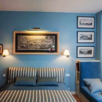 un ejemplo de diseño inusual del diseño de la pared en la foto del dormitorio