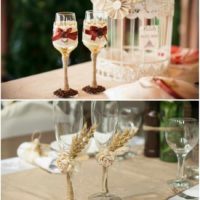 Un ejemplo de decoración ligera de la imagen de decoración de copas de boda