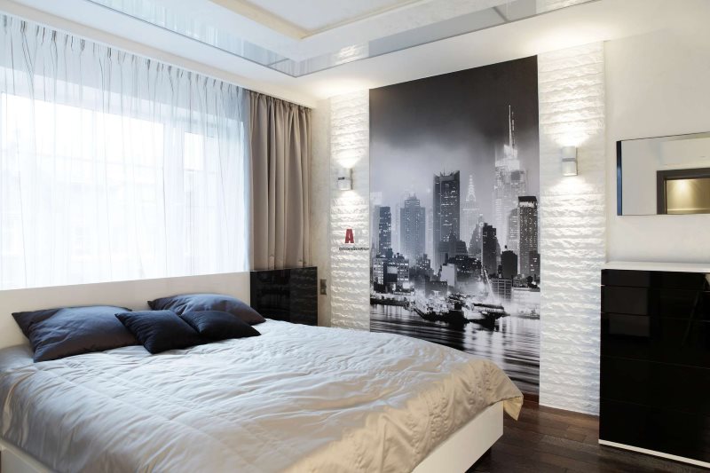 Papiers peints avec ville de style rétro sur le mur de la chambre