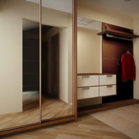 Miroirs sur les portes des armoires dans le couloir
